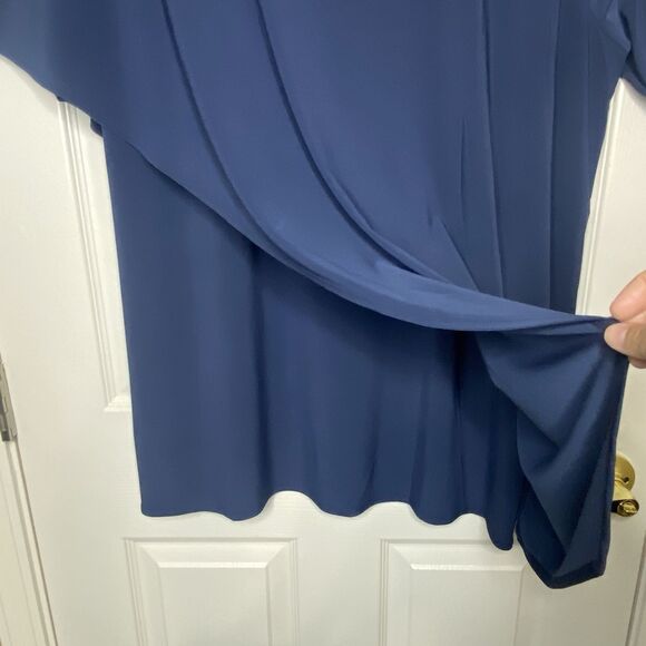 Soft Surroundings Madeline Tunic Top Overlay Cape-Like Short Sleeve Navy Size 1X - Picture 12 of 15